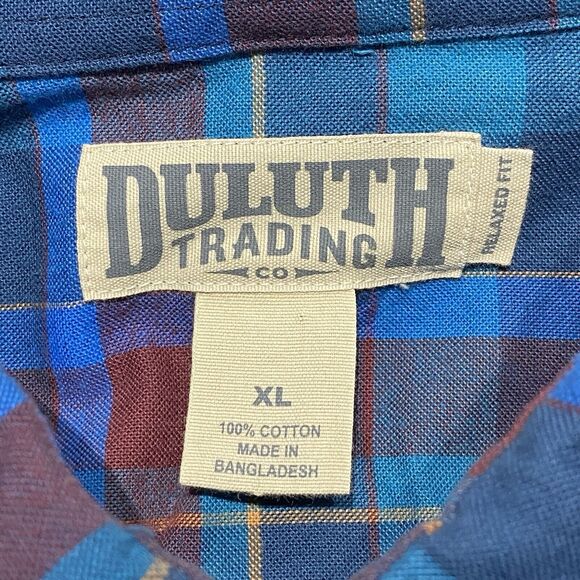 Duluth Trading Shirt Iron Mountain Oxford Men’s XL Relaxed Fit Plaid Button Down - Picture 8 of 9